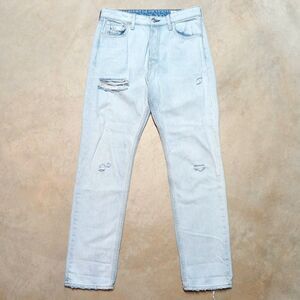 Rag & Bone Jeans Women's 29 (30x31) Maya High-Rise Slim Button Fly Distressed